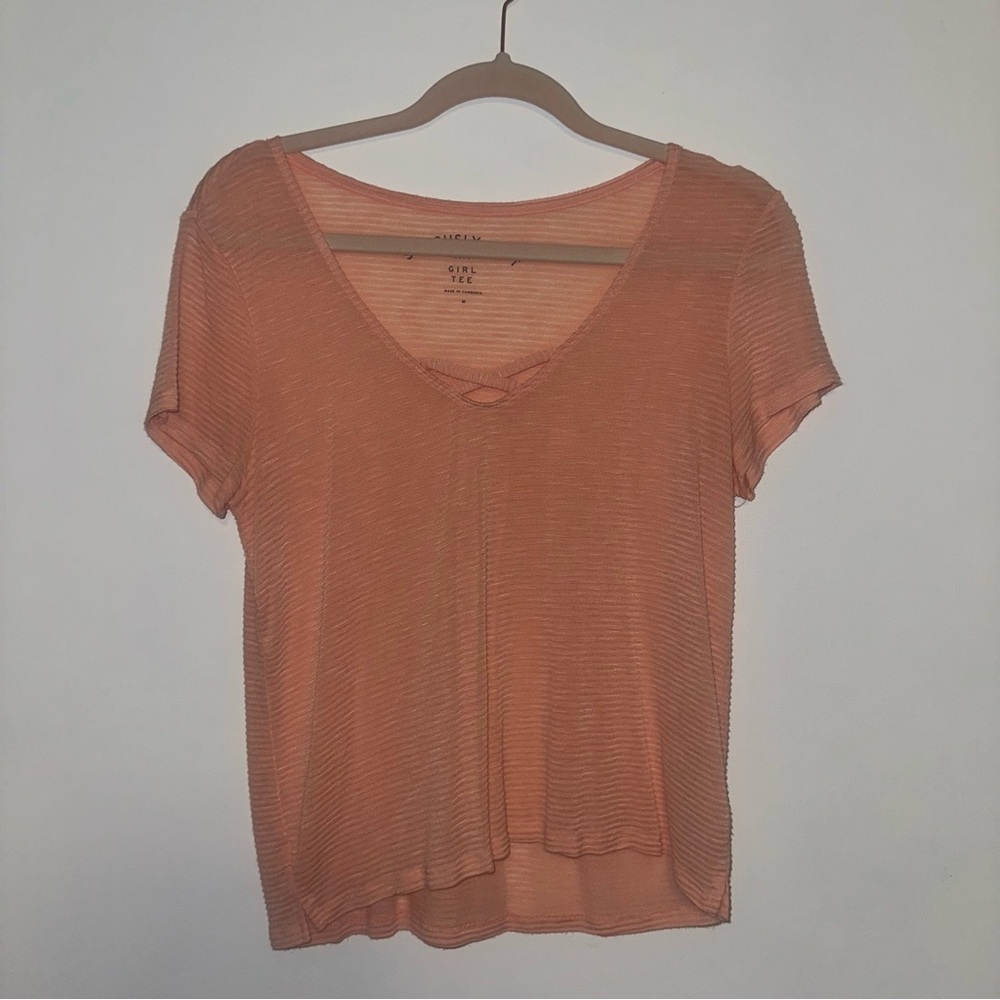 AERO Women's Peach V-Neck Top